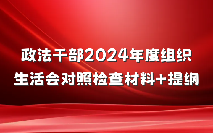 政法干部2024年度组织生活会对照检查材料 提纲