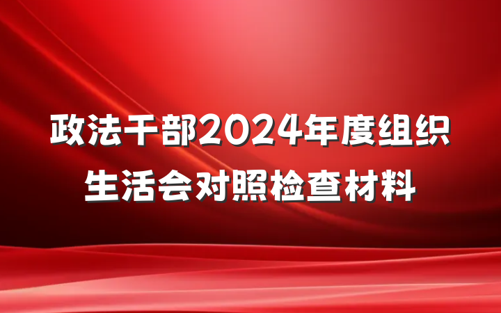 政法干部2024年度组织生活会对照检查材料