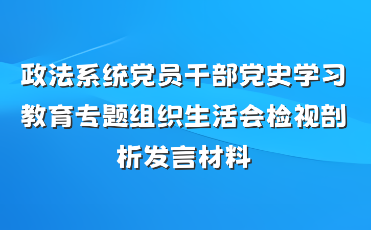 政法系统党员干部党史学习教育专题组织生活会检视剖析发言材料