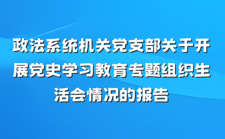 政法系统机关党支部关于开展党史学习教育专题组织生活会情况的报告