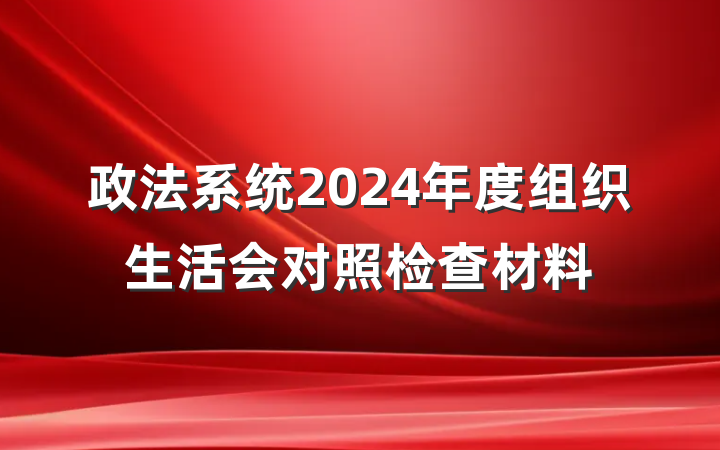 政法系统2024年度组织生活会对照检查材料