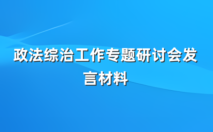 政法综治工作专题研讨会发言材料