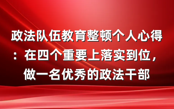 政法队伍教育整顿个人心得：在四个重要上落实到位，做一名优秀的政法干部