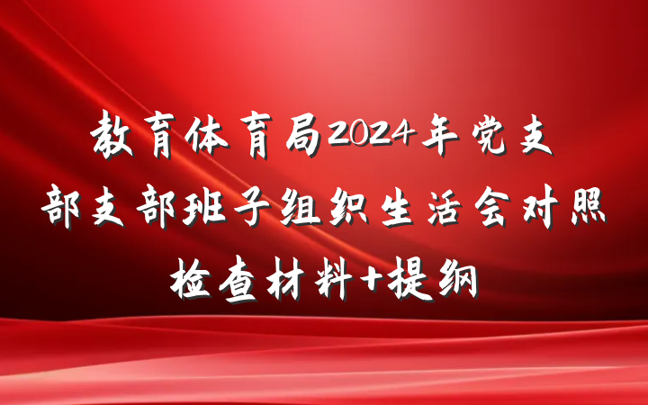 教育体育局2024年党支部支部班子组织生活会对照检查材料 提纲