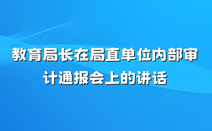 教育局长在局直单位内部审计通报会上的讲话