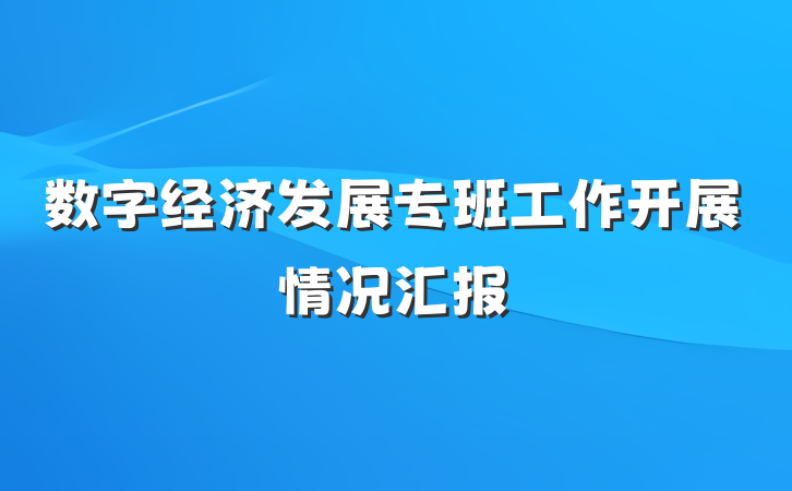 数字经济发展专班工作开展情况汇报