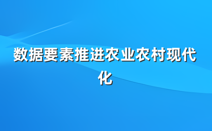 数据要素推进农业农村现代化