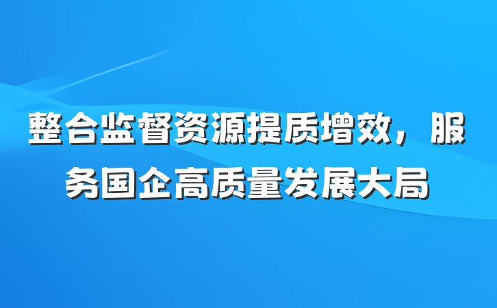 整合监督资源提质增效，服务国企高质量发展大局