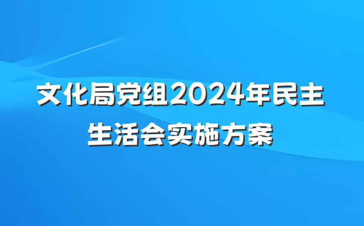 文化局党组2024年民主生活会实施方案