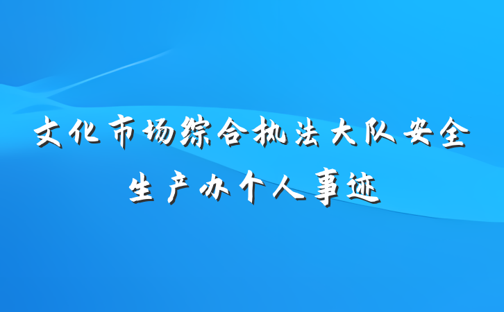 文化市场综合执法大队安全生产办个人事迹