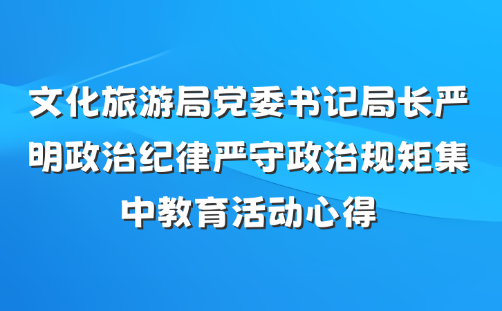 文化旅游局党委书记局长严明政治纪律严守政治规矩集中教育活动心得