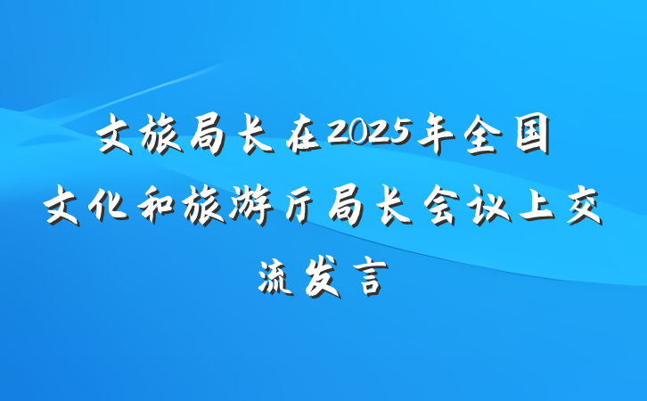 文旅局长在2025年全国文化和旅游厅局长会议上交流发言