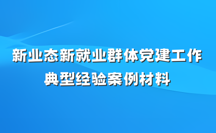 新业态新就业群体党建工作典型经验案例材料