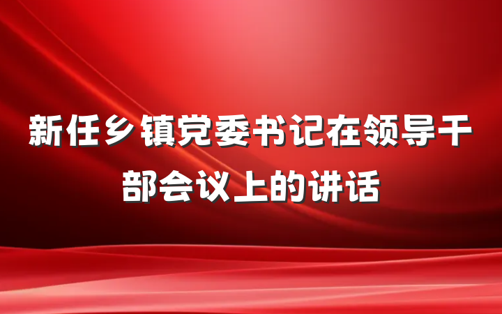 新任乡镇党委书记在领导干部会议上的讲话
