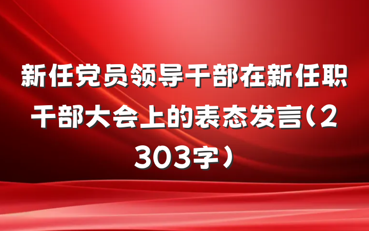 新任党员领导干部在新任职干部大会上的表态发言（2303字）