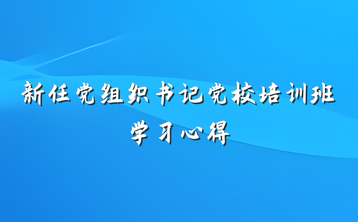 新任党组织书记党校培训班学习心得
