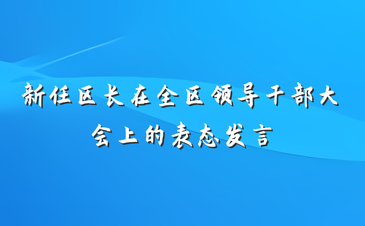 新任区长在全区领导干部大会上的表态发言