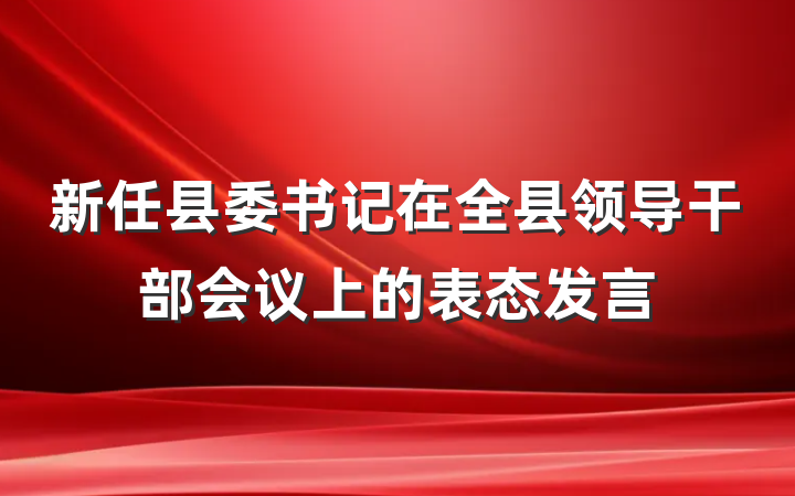新任县委书记在全县领导干部会议上的表态发言