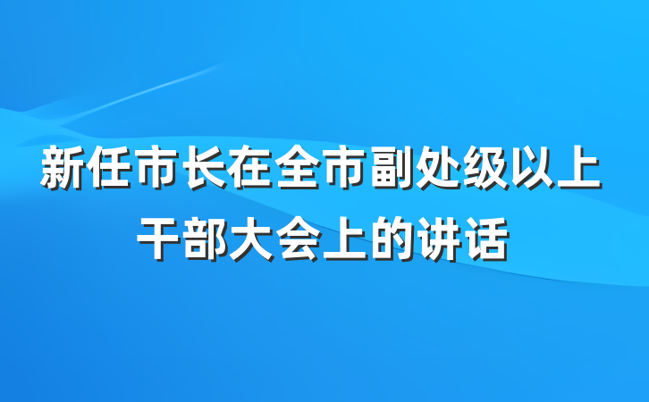 新任市长在全市副处级以上干部大会上的讲话