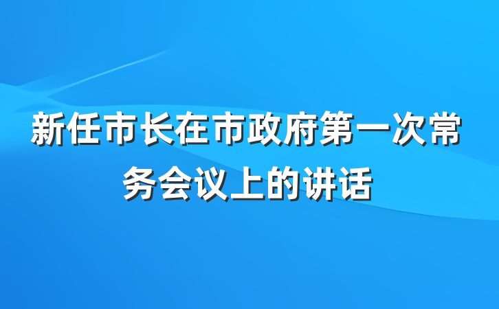 新任市长在市政府第一次常务会议上的讲话