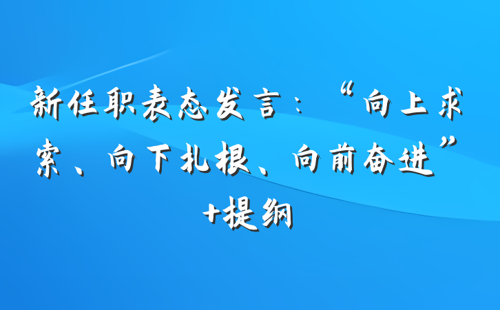 新任职表态发言：“向上求索、向下扎根、向前奋进” 提纲