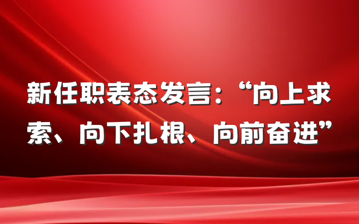 新任职表态发言：“向上求索、向下扎根、向前奋进”