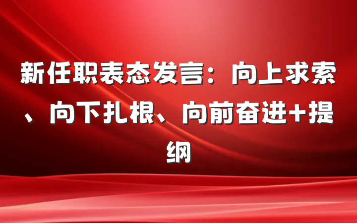 新任职表态发言：向上求索、向下扎根、向前奋进 提纲