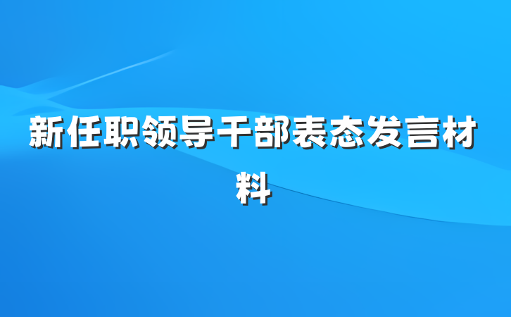 新任职领导干部表态发言材料