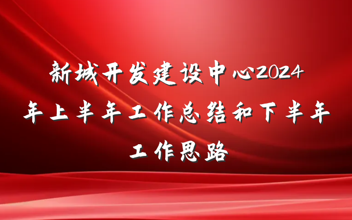 新城开发建设中心2024年上半年工作总结和下半年工作思路