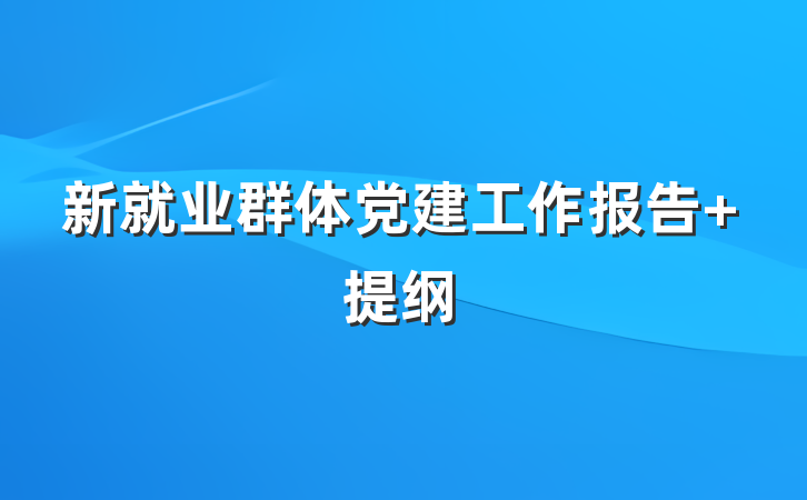 新就业群体党建工作报告 提纲
