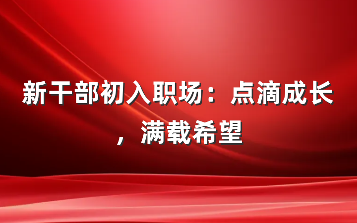 新干部初入职场：点滴成长，满载希望