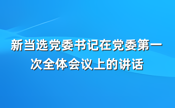新当选党委书记在党委第一次全体会议上的讲话