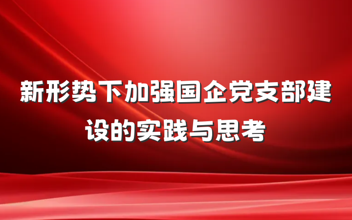 新形势下加强国企党支部建设的实践与思考