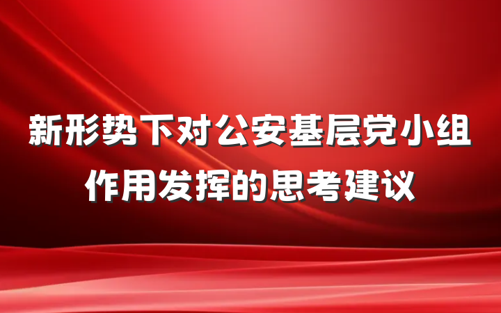新形势下对公安基层党小组作用发挥的思考建议