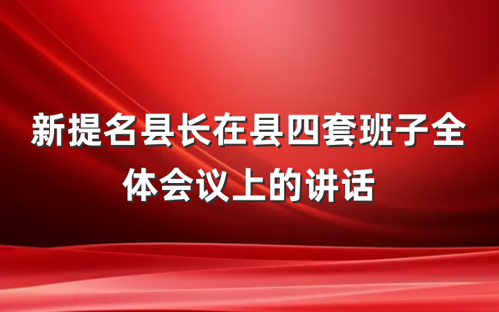 新提名县长在县四套班子全体会议上的讲话