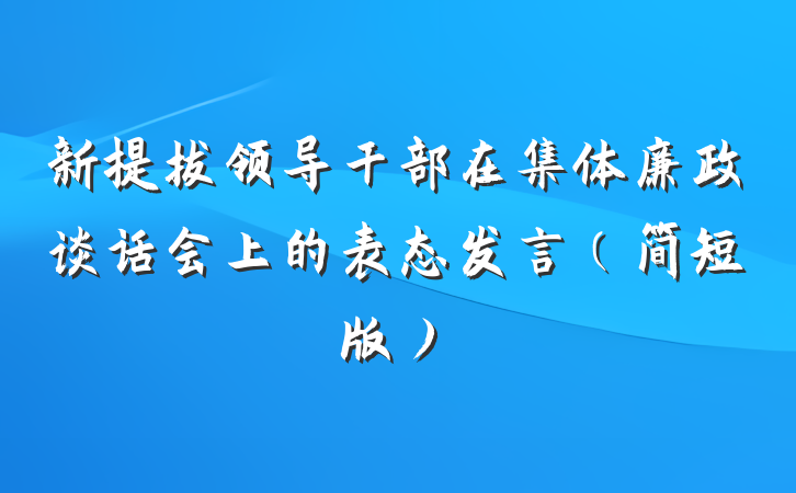新提拔领导干部在集体廉政谈话会上的表态发言（简短版）