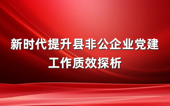 新时代提升县非公企业党建工作质效探析