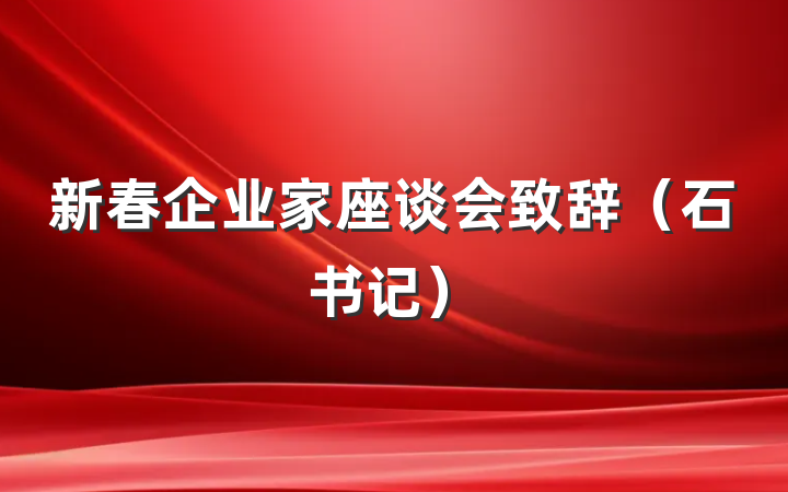 新春企业家座谈会致辞（石书记）