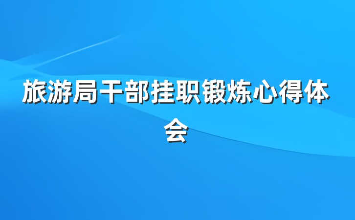 旅游局干部挂职锻炼心得体会