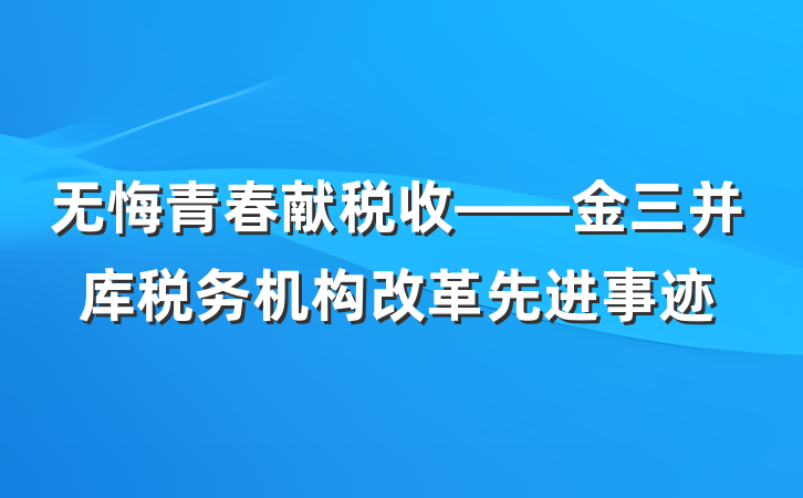 无悔青春献税收——金三并库税务机构改革先进事迹