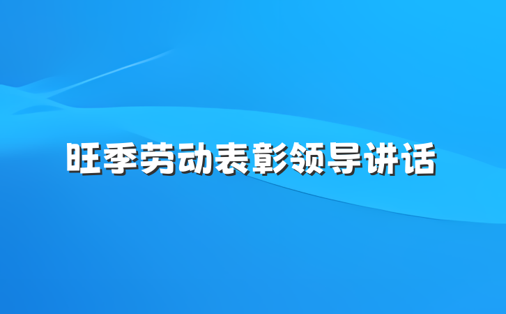 旺季劳动表彰领导讲话