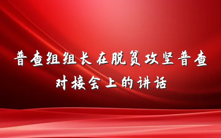普查组组长在脱贫攻坚普查对接会上的讲话
