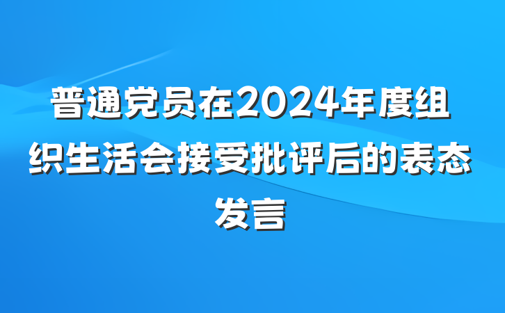 普通党员在2024年度组织生活会接受批评后的表态发言