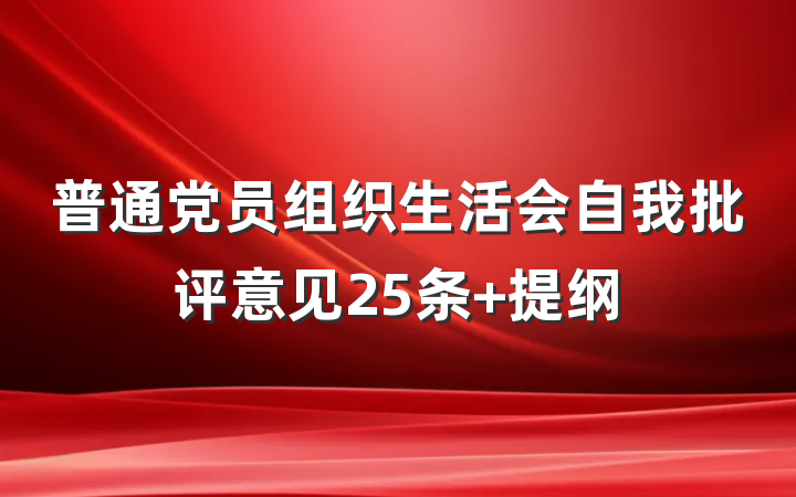 普通党员组织生活会自我批评意见25条 提纲