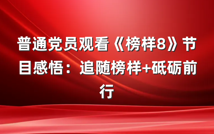 普通党员观看《榜样8》节目感悟：追随榜样 砥砺前行