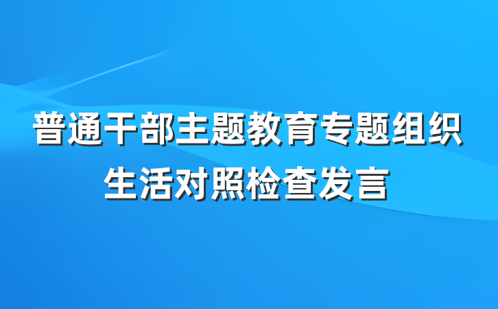 普通干部主题教育专题组织生活对照检查发言