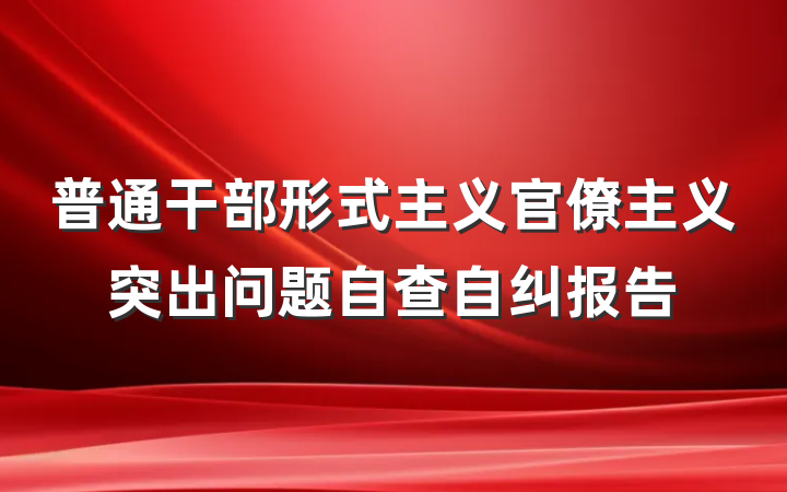 普通干部形式主义官僚主义突出问题自查自纠报告