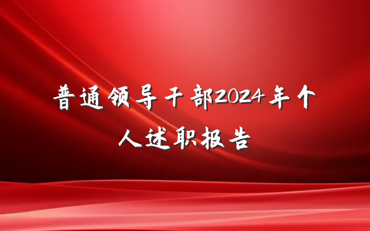 普通领导干部2024年个人述职报告
