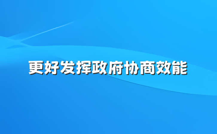 更好发挥政府协商效能