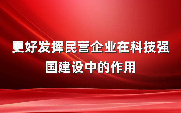 更好发挥民营企业在科技强国建设中的作用